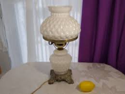 Vintage Hedco Milk Glass Quilted Hurricane Table Lamp And Etsy Milk Glass Collection Fenton Milk Glass Milk Glass Lamp