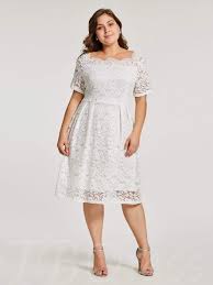 Plus Size White Lace Short Sleeve A Line Dress White Lace Shorts Lace White Dress White Lace Dress Short
