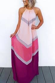 Casual Colorblock Halter Maxi Dress In 2020 Maxi Dress Womens Maxi Dresses Long Sleeve Tee Dress
