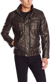 Levi S Men S Faux Leather Trucker Jacket With Sherpa Lining Faux Leather Jacket Men Leather Jacket Men Leather Shirt