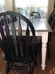 A Refurbished Kitchen Table Was Sanded Down And Stained With A Walnut Finish Then A Gray Wash Diy Dining Room Table Painted Kitchen Tables Grey Kitchen Table