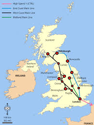 East Coast Main Line Route Ecml Overview Of The Ecml In Blue And Other North South Mainlines In The Uk Th East Coast Main Line Berwick Upon Tweed Morpeth
