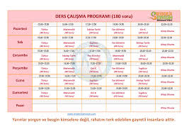 GÜNLÜK DERS ÇALIŞMA PROGRAMI 180 soru | REHBERLİK SERVİSİM