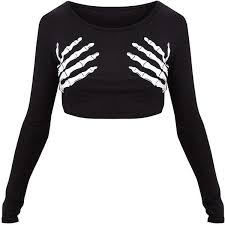 Bellatrix Black Glow In The Dark Skeleton Hand Crop Top 50 Liked On Polyvore Featuring Costumes Xray Costume X Ray C Dark Outfits Clothes Clothes Design