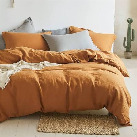 Amazon.com: Simple&Opulence 100% Linen Duvet Cover Set 3pcs Basic Style Natural French Washed Flax Solid Color Soft Breathable Farmhouse Bedding with Button Closure - Rust, Queen : Home & Kitchen