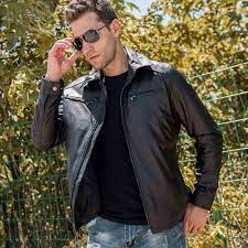 Men S Basic Black Leather Jacket With Shirt Collar Leather Jacket Men Leather Jacket Slim Fit Coat