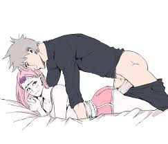 haruno sakura, hatake kakashi, naruto, naruto (series), highres, tagme,  1boy, 1girl, age difference, ass, blush, clothed sex, hetero, lying, on  bed, on stomach, penis, prone bone, sex, sex from behind - Image