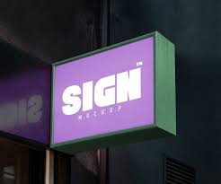 Wall Mounted Shop Light Signage Board Mockup With Reflection Psfiles In 2020 Backlit Signs Signage Board Wall Signage