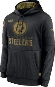 Pittsburgh steelers women's majestic buttonhook fleece hoodie. Nike Men S Salute To Service Pittsburgh Steelers Black Therma Fit Pullover Hoodie Dick S Sporting Goods