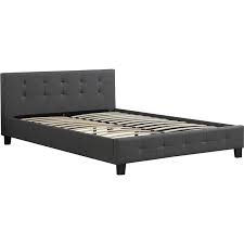 147 x 202 x 86.5 cm dimensions matelas : Lit Double Pour Adulte Mathieu Avec Sommier 140x190 Cm 2 Places 2 Personnes Tete Et Pied De Lit Capitonnes En Synthetique Gris 51234