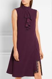 Merlot Lace Trimmed Ruffled Crepe Dress Prada Dresses Crepe Dress Fashion Dresses