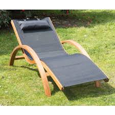 Outsunny Outdoor Recliner Patio Mesh Lounger Wooden Chair With Cushion Black Outdoor Recliner Comfortable Outdoor Chairs Patio Loungers