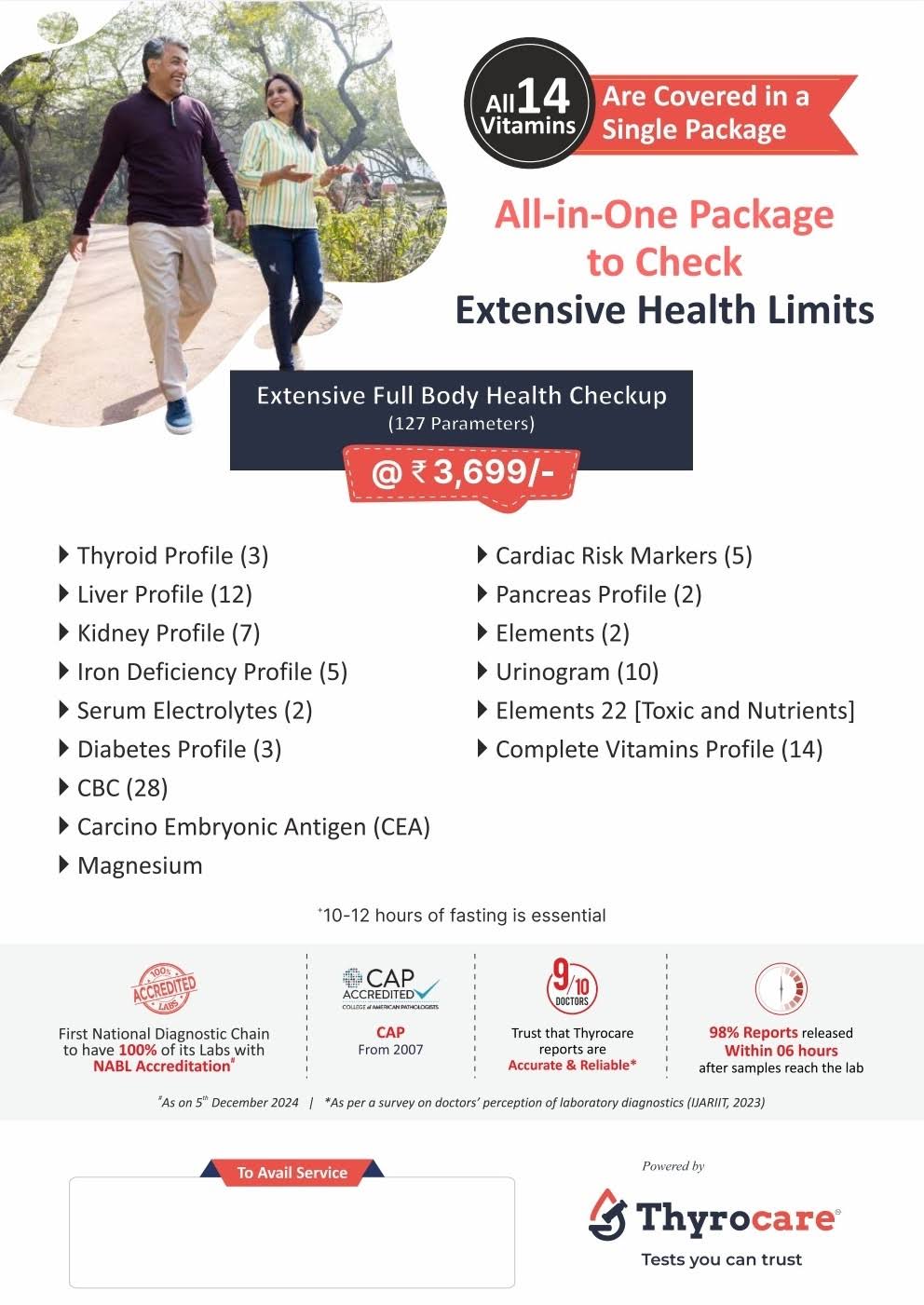 Extensive Full Body Health Checkup (127 Parameters)