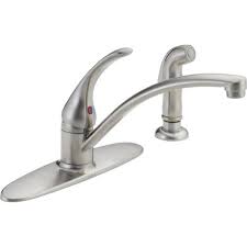 Use the home depot app to locate products and check inventory. Delta Foundations Single Handle Standard Kitchen Faucet With Side Sprayer In Stainless B4410lf Ss The Home Depot