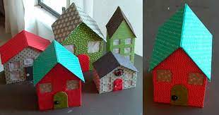 Casitas De Carton Y Tela Para Munecas O Decoracion Navidena Dale Detalles