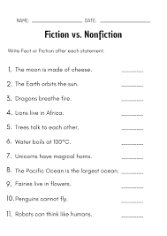 Fiction vs. Nonfiction Reading and Writing Worksheets | Teaching Resources