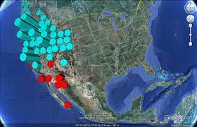 Google Earth R Image Showing The Distribution Of Mimulus In North America Google Earth Earth Display