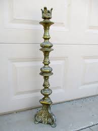 Antique Old Brass Candlestick Floor Standing 29 By Retrosideshow Gothic Candles Brass Candlesticks Gothic Candle Holder
