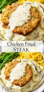 We skip the deep frying, but with rich country gravy as outstanding! Chicken Fried Steak Restaurant Style Chicken Fried Steak Recipe Fried Steak Recipes Chicken Dinner Recipes