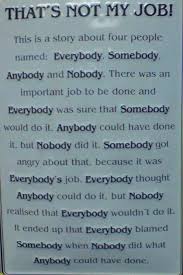 Nobody Somebody Anybody Poem For Efl Learners And Teachers Everybody Somebody Anybody Nobody Workplace Quotes Teamwork Quotes Work Quotes