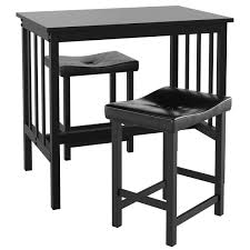 Sania ii bar height table. Giantex 3 Piece Dining Set Counter Height Table Set With Black Frosted Tabletop And Metal Frame For Kitchen Bar Or Apartment W 2 Faux Leather Backless Stools Compact Space Saving Design Buy Online