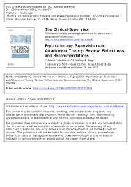 Pdf Psychotherapy Supervision And Attachment Theory Review