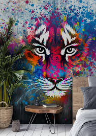 Tiger Art Wallpaper Wallsauce Au Mural Art Graffiti Wallpaper Graffiti Murals