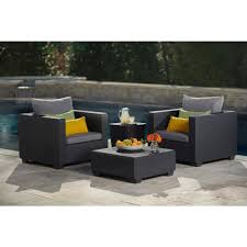 Keter Salta Graphite All Weather Resin Plastic Outdoor Lounge Chair With Flanelle Cushions 2368 In 2020 Lounge Chair Outdoor Patio Furniture Sets Resin Patio Furniture