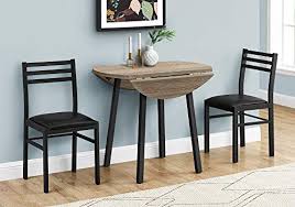 The patio set's tabletop leaves fold down and the folding chairs stack neatly between the table legs, allowing the entire set to be stored in about 7' sq. Monarch Specialties Round Drop Leaf Table And 2 Chairs For Small Spaces Modern 3 Piece Dining Set For 2 35 D Dark Taupe Black Metal Accuweather Shop