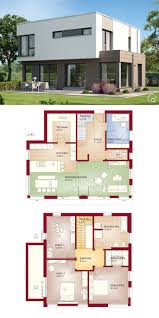 Modernes Einfamilienhaus Mit Flachdach Erker Im Bauhausstil Bauen Haus Design Ideen Mit Grundriss In 2020 Bauhausstil Haus Grundriss Moderne Einfamilienhauser
