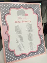 Baby Shower Elephant Seating Chart Baby Shower Baby