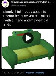 what if we held hands on the froggy couch animal crossing memes froggy animal crossing