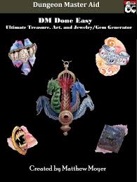 Dm Done Easy Ultimate Detailed Art And Jewelry Gem List With Free Excel Generator Dungeon Masters Guild Dungeon Masters Guild