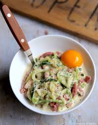 Spaghettis De Courgettes A La Carbonara Recette Spaghetti De Courgette Recette Avec Courgette Recette Carbonara