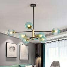 10 light mid century brass sputnik chandelier light fixture. Sputnik Chandelier Modern Metal 8 Bulbs Living Room Pendant Light Fixture With Globe Blue Glass Shade Beautifulhalo Com