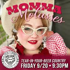 We've got a hootenanny of a honky-tonk planned for y'all tonight — FRIDAY  9/20! MOMMA MOLASSES, Bristol VA's “Postmodern Minnie Pearl”, is making her  @jackofthewood headliner debut at 9:30PM! Momma Molasses' music