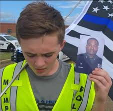 Today, the mother of fallen Overland Park Police Department (KS) Freddie  Joe Castro came to meet Zechariah and to receive the flag Zechariah used to  honor her late son. She came in