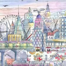 Whimsical London Art Print Dreamy Me Art Com In 2021 London Art Print London Art City Art