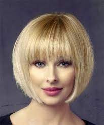 Short Straight Formal Bob With Layered Bangs Light Blonde Honey Short Straight Bob Hairstyles Straight Bob Hairstyles Bob Hairstyles