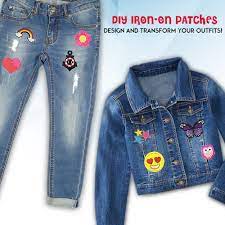How to iron on patches on jeans. Denim Duck Bag Canvas Tote With 9 Pcs Iron On Sew On Decorative Patches Walmart Com Walmart Com