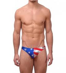 Mens swimming wear on halloween day sale! Men S Usa American Flag Freedom Thong Swimsuit By Silver Blue Red Usa Cr12o5ptc6s