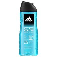 เจลอาบน้ำ 3 in 1 Adidas Shower Gel Body hair face ICE DIVE สีฟ้า 250มล.