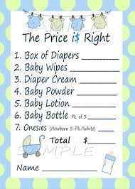 Price Is Right Baby Shower Game Blue Green Clothes Line Etsy Cheap Baby Shower Baby Shower Bingo Boy Baby Shower Games