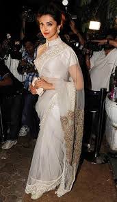 Deepika Padukone Looked Gorgeous In White Saree Image Saree Blouse Designs Indian Outfits Saree Designs