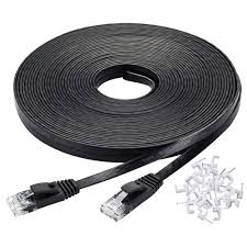 Amazon.com: Cat 6 Ethernet Cable 100 ft High Speed, Black Flat Internet  Network Cable with Rj45 Connectors, Faster Than Cat5e Cat5 : Industrial &  Scientific