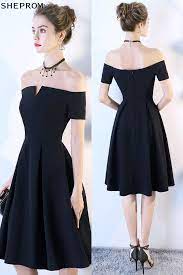 Little Black Aline Homecoming Party Dress Off Shoulder Trendy Dress Styles Short Dresses Trendy Dresses