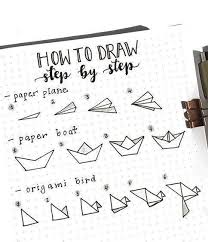 A Step By Step Guide To Drawing A Paper Plane A Pa A Step By Step Guide To Drawing A Paper Plane In 2020 Bullet Journal Banner Bullet Journal Paper Paper Boat