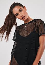 Missguided Black Oversized Fishnet T Shirt Dress In 2020 Oversized T Shirt Dress Black Fishnets Shirt Dress