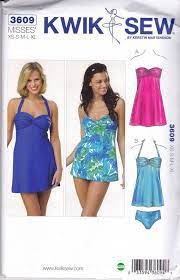 Kwik Sew 3609 Womens Swimsuit Swim Dress Bathing Suit Sewing Etsy Swim Dress Pattern Swimwear Sewing Patterns Sewing Swimwear