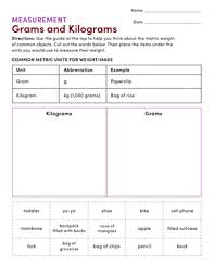 The equation of the kilogram to grams looks as follows: Measurement Grams And Kilograms Worksheet Education Com